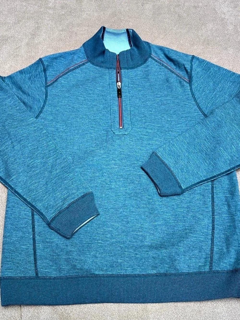 Tommy Bahama Flip Coast Reversible 1/2 Zip Sweatshirt Teal Blue L